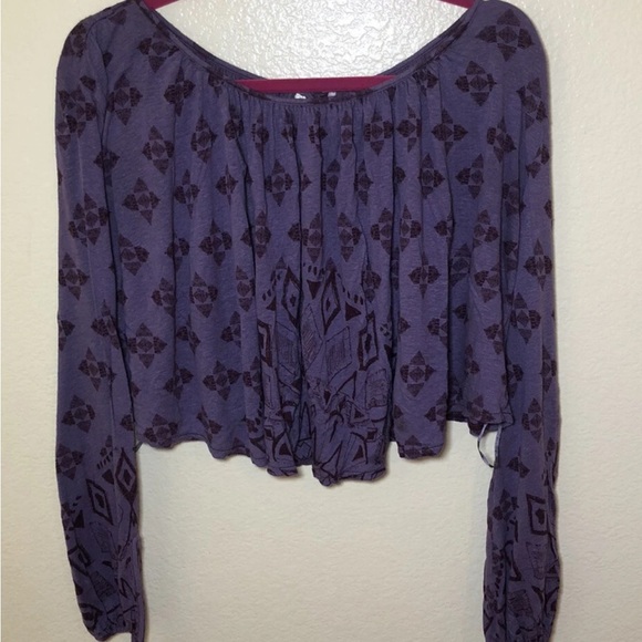 Free people long sleeve flowy boho crop top size XS - Picture 3 of 7